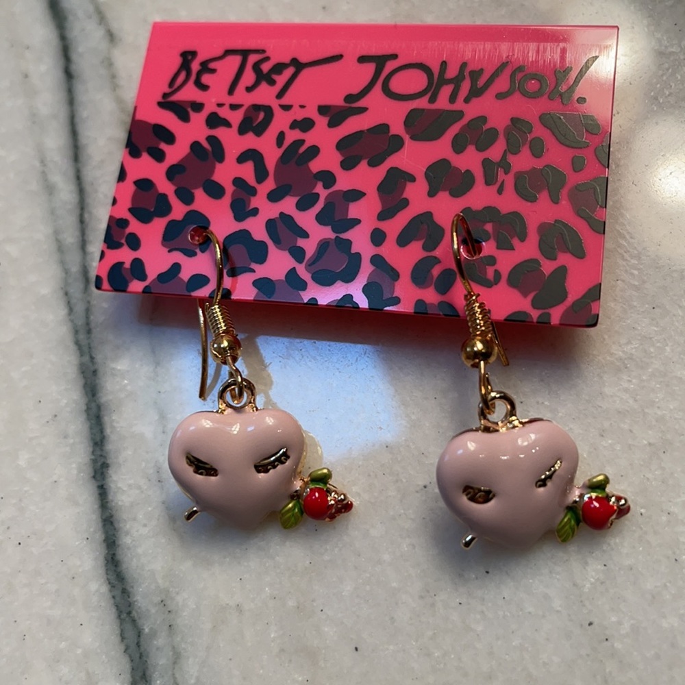 betsy johnson rose earrings eyelashes christmas gift bag gold sparkle enamel - Picture 1 of 3